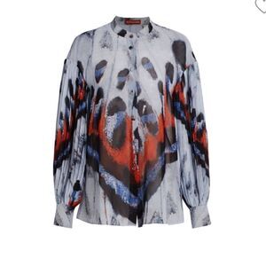 ALTUZARRA Patsy Printed Pleated-Sleeve Top